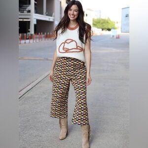 Turquoise Haven Cropped Tapestry Pants Size XL